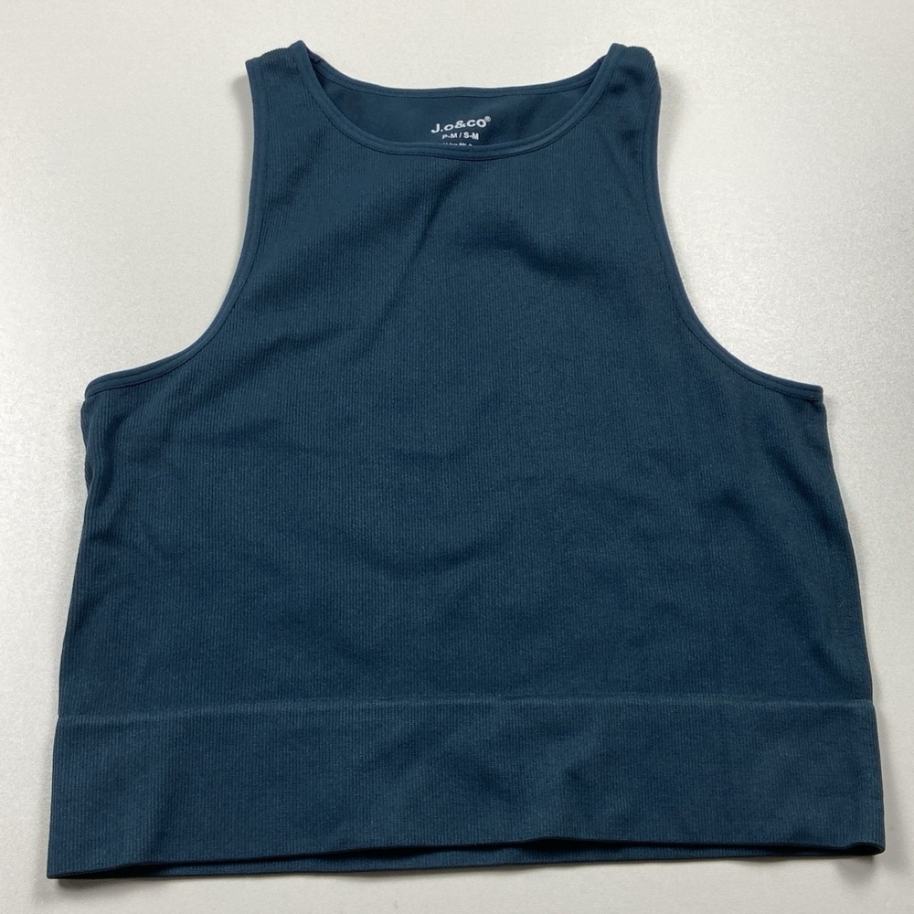J.o & Co Cropped‎ Tank Top Size S-M Dk Teal Stretch Minimalist Athleisure Lounge